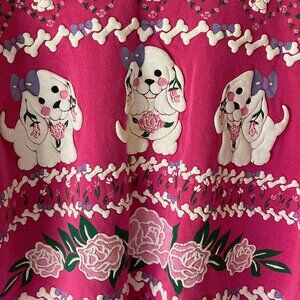 Pink with Puffy white puppies roses vintage pullover sweatshirt scoop of spumoni